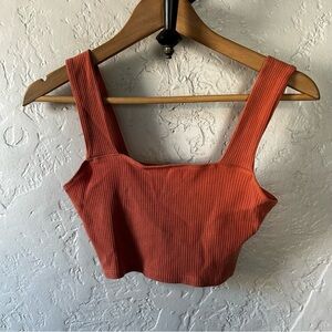 Reformation Coral Ribbed Crop Top